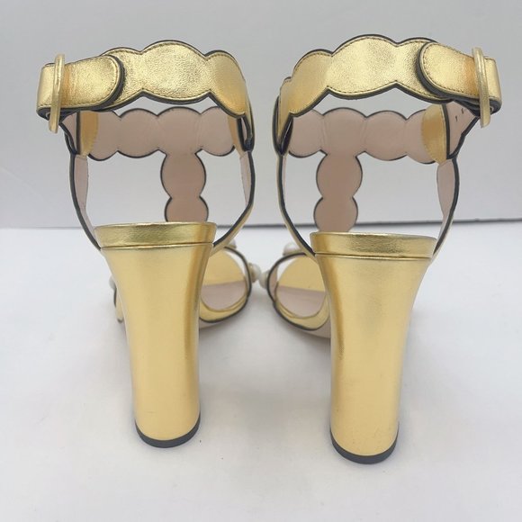 Gucci Gold Pearls Chunky Heels Sandals 8/38 - Picture 4 of 8